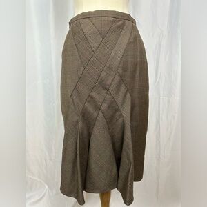 New Dolce & Gabbana Brown Wool Skirt with Pleated Back Sz 40